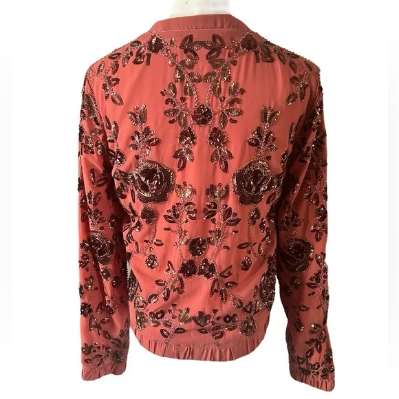 NWOT VERY COOL Endless Rose sequin Rose Bomber Jacket. - Picture 2 of 11